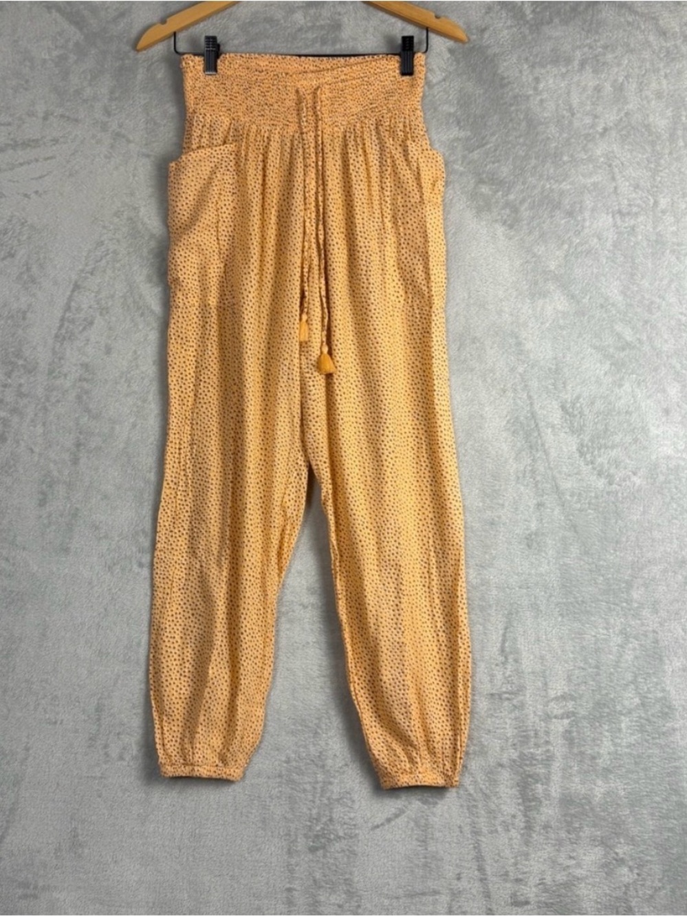Aerie Mustard Smocked Harem Joggers